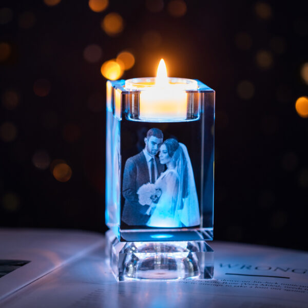 3D Engraved Photo Candle Wedding Keepsake Memorial Candle Holder - Image 2