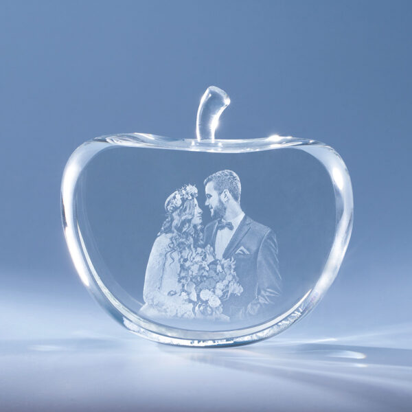 Personalized Gift for Her, Unique Home Decor, Custom Laser Etched Glass, Anniversary, Wedding 3D | Photo Crystal Apple - Image 6