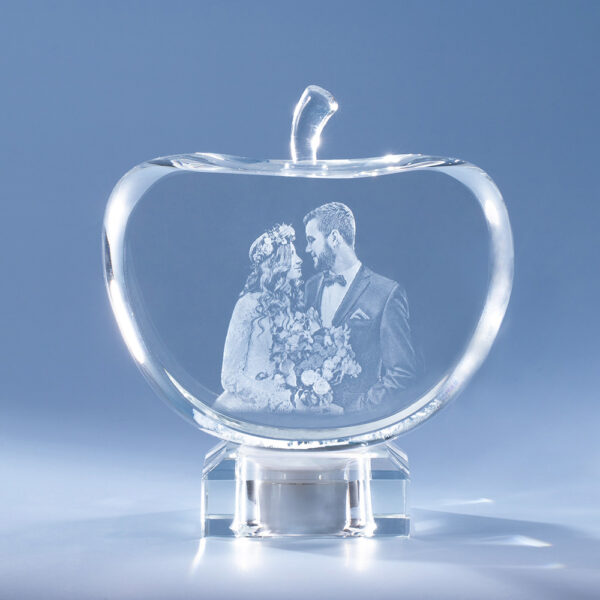 Personalized Gift for Her, Unique Home Decor, Custom Laser Etched Glass, Anniversary, Wedding 3D | Photo Crystal Apple - Image 4