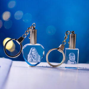 2D Rectangle or Heart-shaped Crystal Keychain