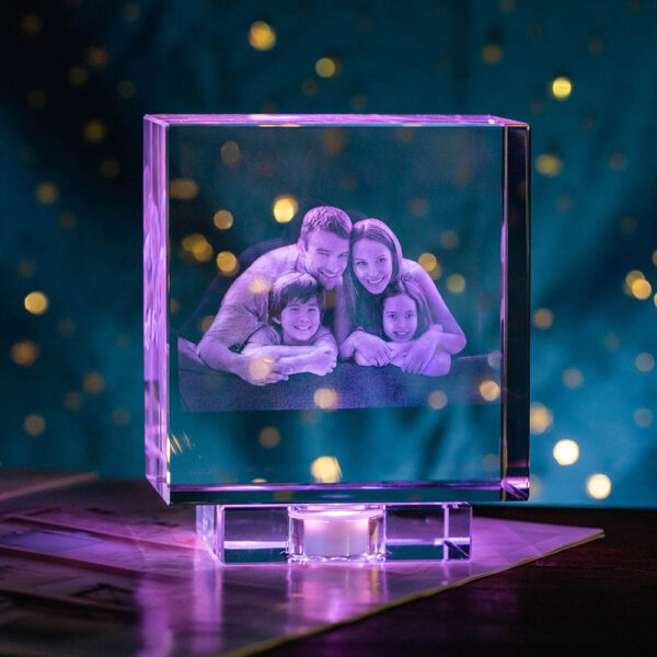 Pet Memorial Personalized 3D Photo Crystal Square Keepsake - Image 2