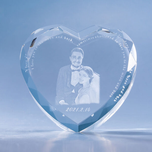 3D Photo Wave Line Heart Crystal Anniversary Gift For Her - Image 3