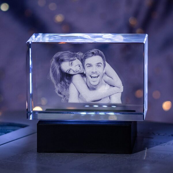 Custom 3D Crystal Photo Engraved Gift for Couple - Image 4