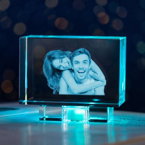 Custom 3D Crystal Photo Engraved Gift for Couple - Image 2