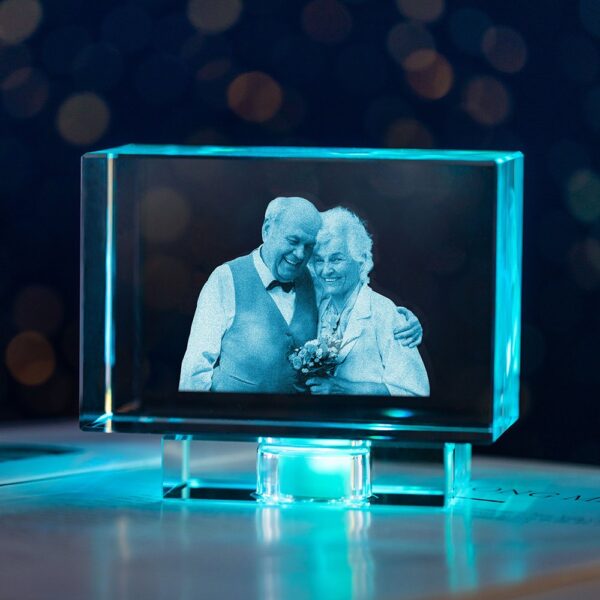 Golden Anniversary 3D Crystal Photo Engraved Gift - Image 2