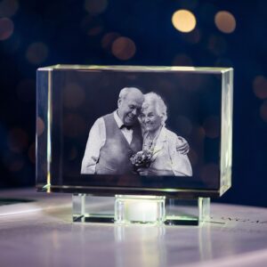 Golden Anniversary 3D Crystal Photo Engraved Gift