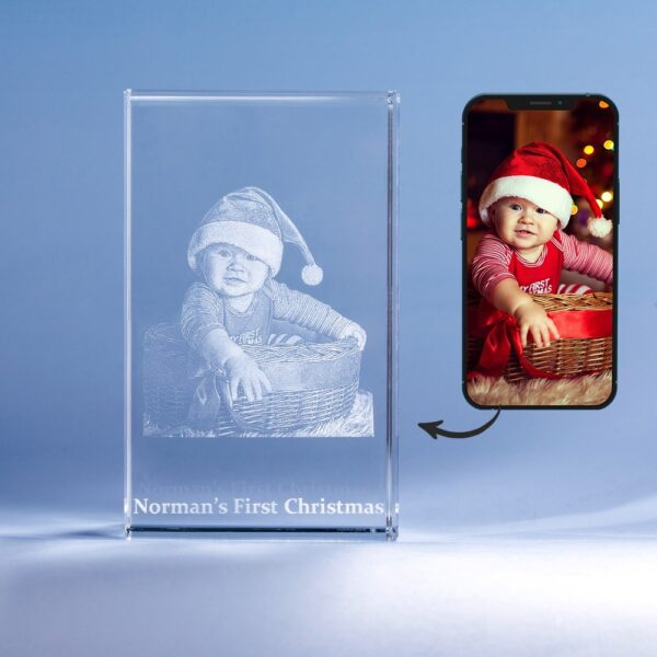 Baby's First Christmas 3D Crystal Photo Engraved Gift - Image 3